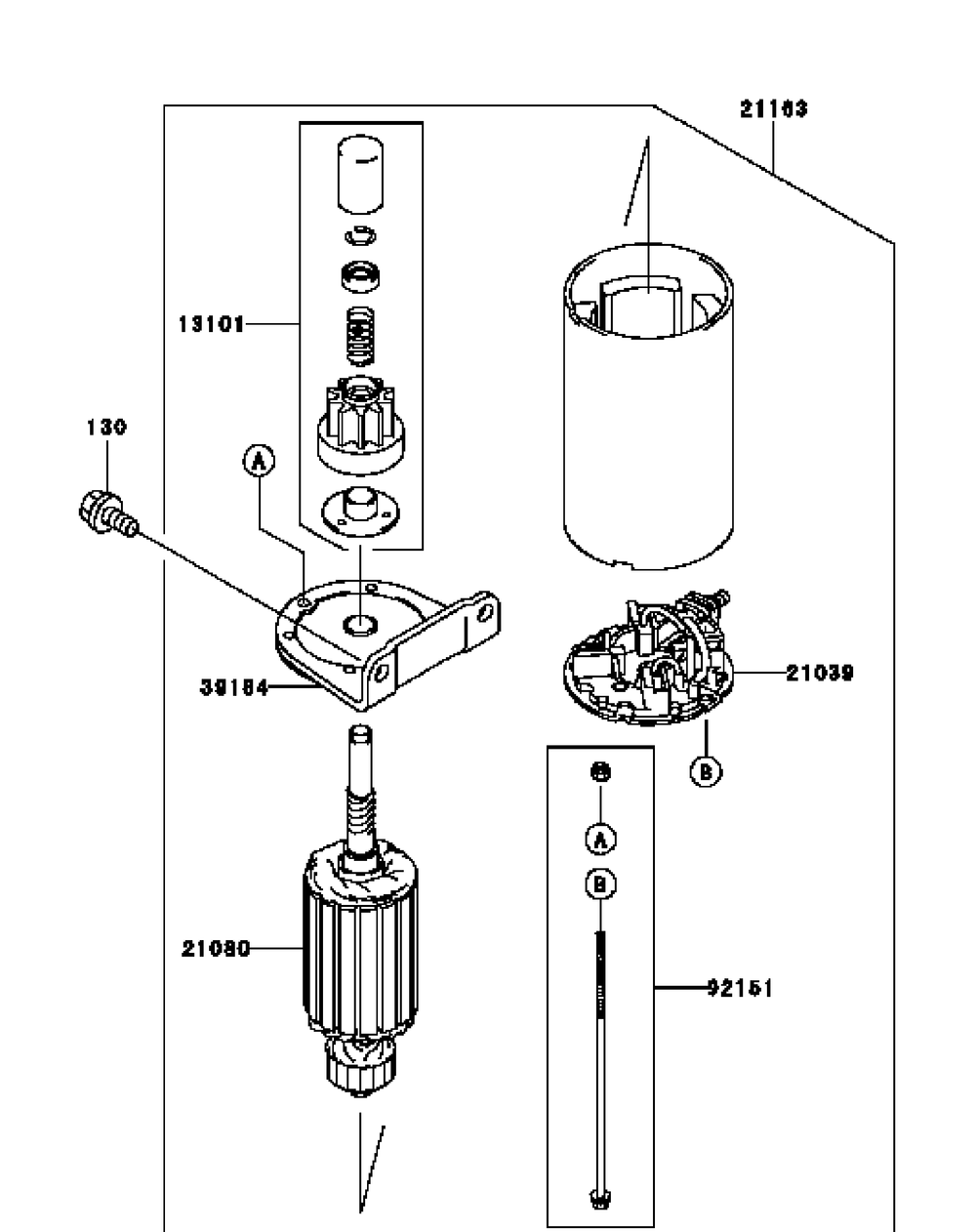 Kawasaki Fh580v-Cs25 Starter Diagram and Parts List for H1952 55AI4HPD750-WAM Cub Cadet Lawn Mower